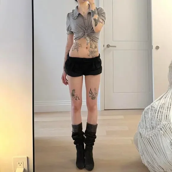 Japanese vintage gingham tie front blouse - Picture 2 of 8